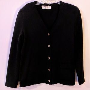 Lili Ann Knits Black Cardigan Sweater MEDIUM